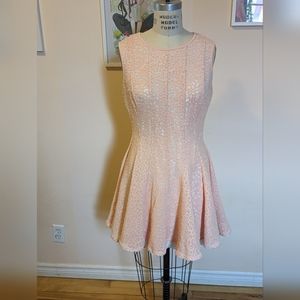 Calvin Klein Peach Lace Fit-and-Flare Midi Dress
